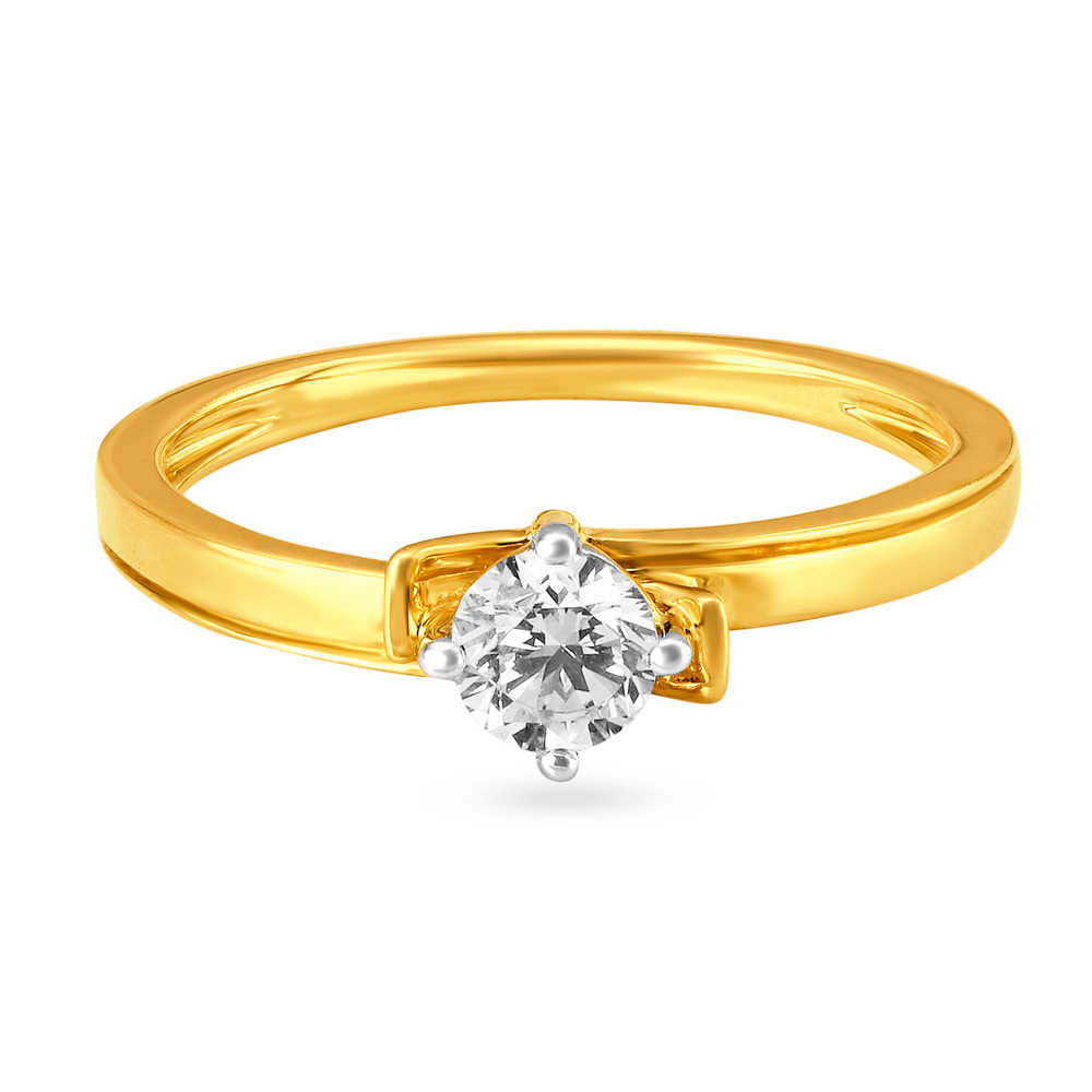 Posh 18 Karat Gold And Diamond Solitaire Finger Ring,,hi-res image number null