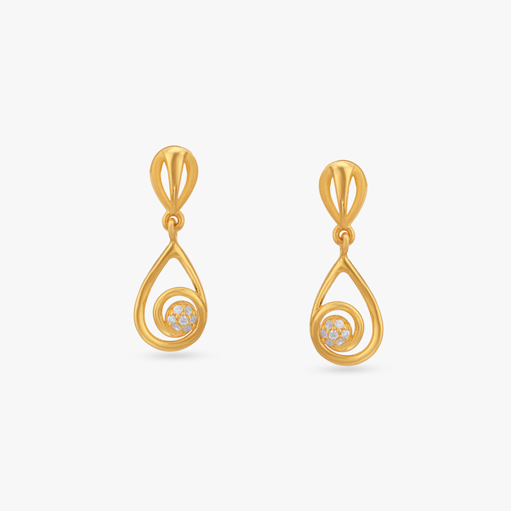 

Spiral Frame Gold Drop Earrings