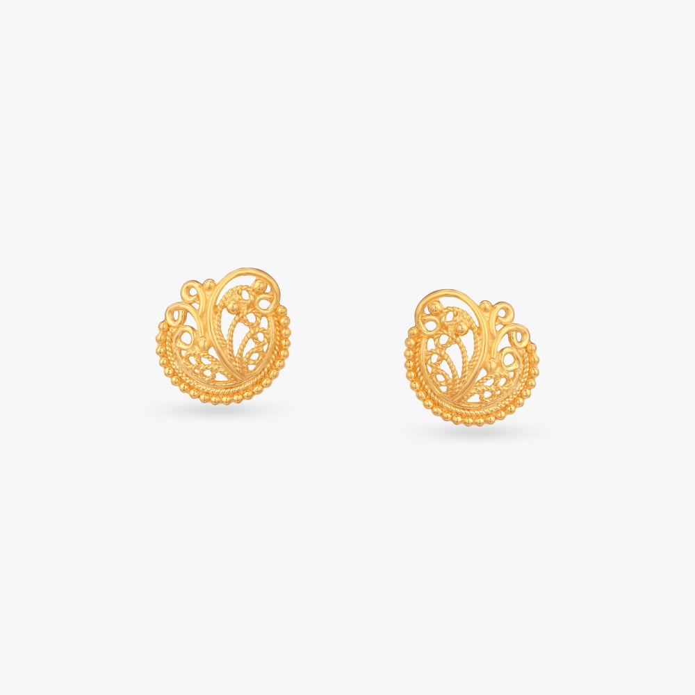 

Whimsical Swirl Gold Stud Earrings For Kids