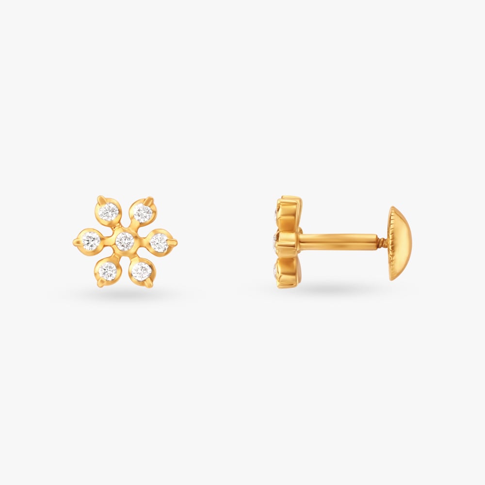 Floral Glamour Diamond Stud Earrings,,hi-res image number null