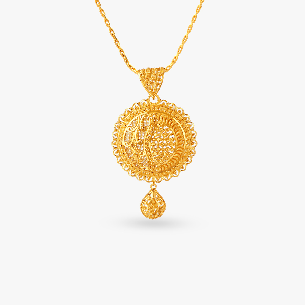 Debonair Gold Pendant and Earrings Set,,hi-res image number null