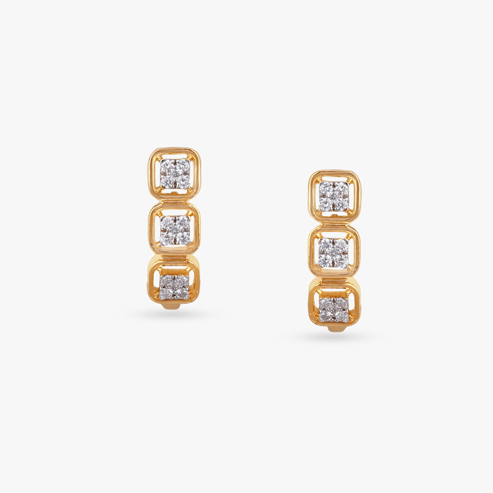 Bold Square Diamond Hoop Earrings,,hi-res image number null