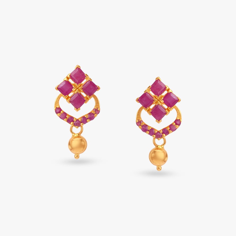 

Radiant Petal Ruby Drop Earrings