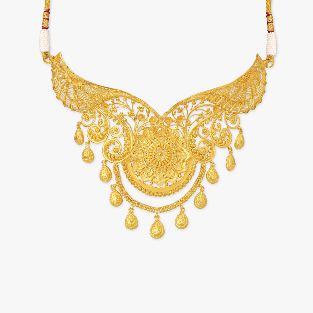 Floral Mandala Gold Necklace Set,,hi-res image number null
