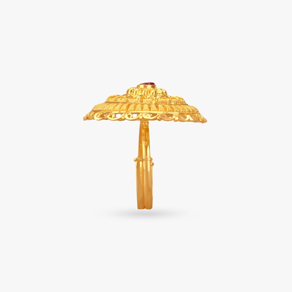 Temple Crown Gold Ring,,hi-res image number null
