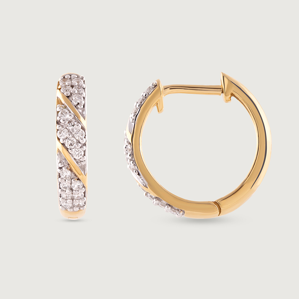 Refined Luxe Gold & Diamond Hoop Earrings,,hi-res image number null