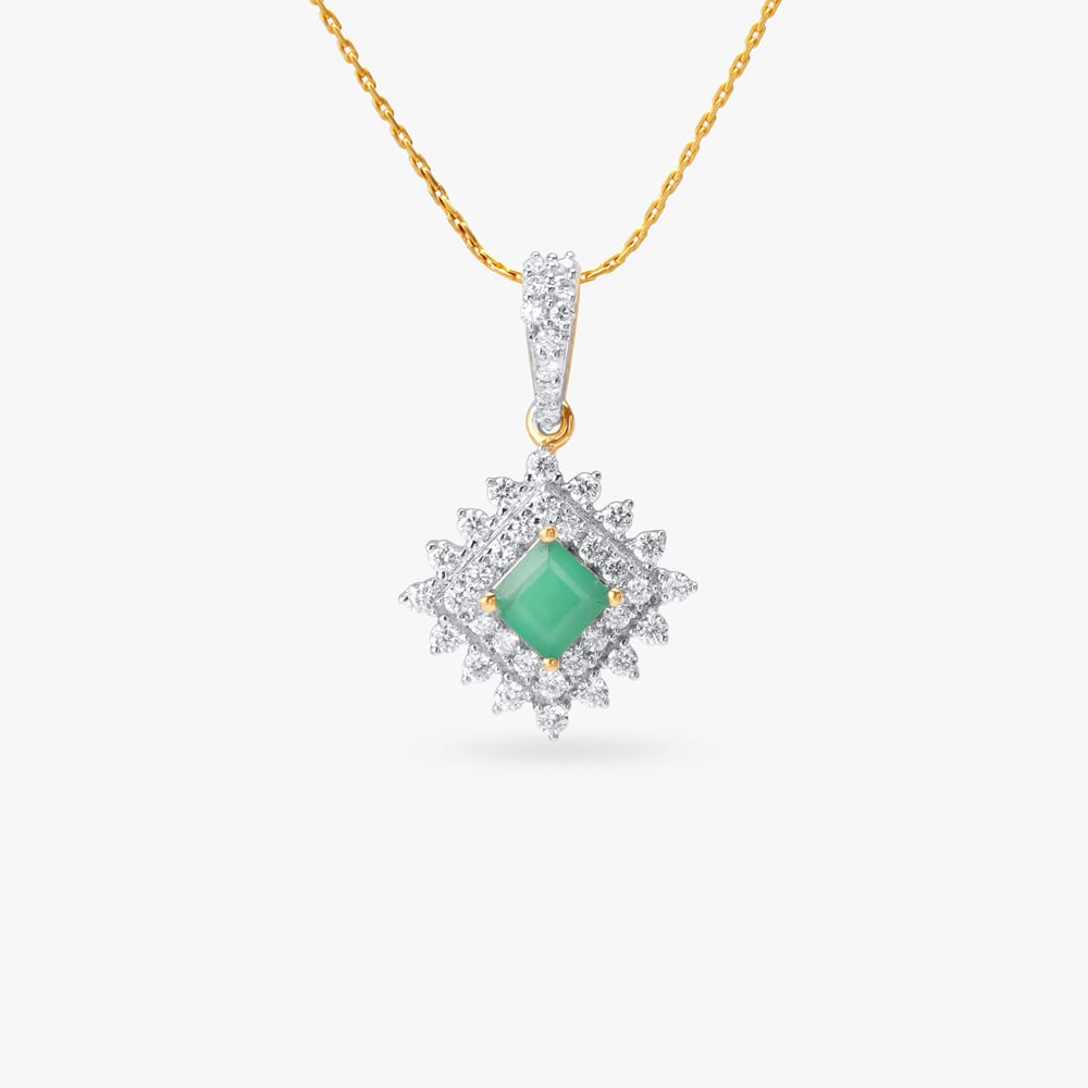 Vivid Prism Emerald Diamond Pendant and Earrings Set,,hi-res image number null