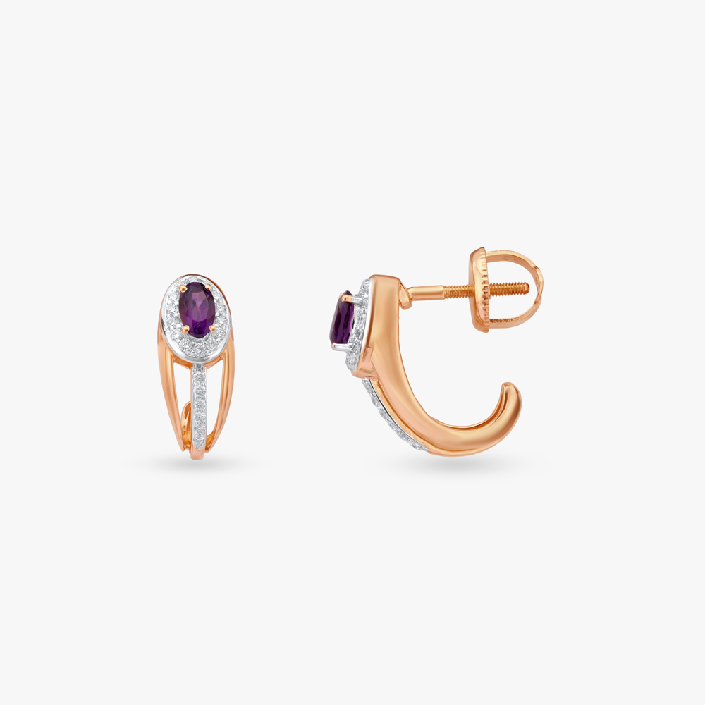Gleam Curve Diamond Hoop Earrings,,hi-res image number null