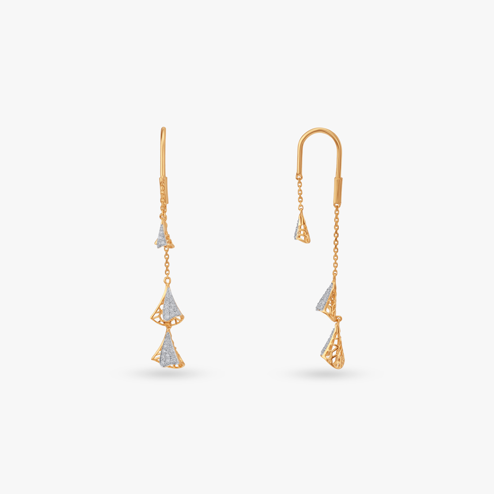 Tiered Veil Diamond Drop Earrings,,hi-res image number null