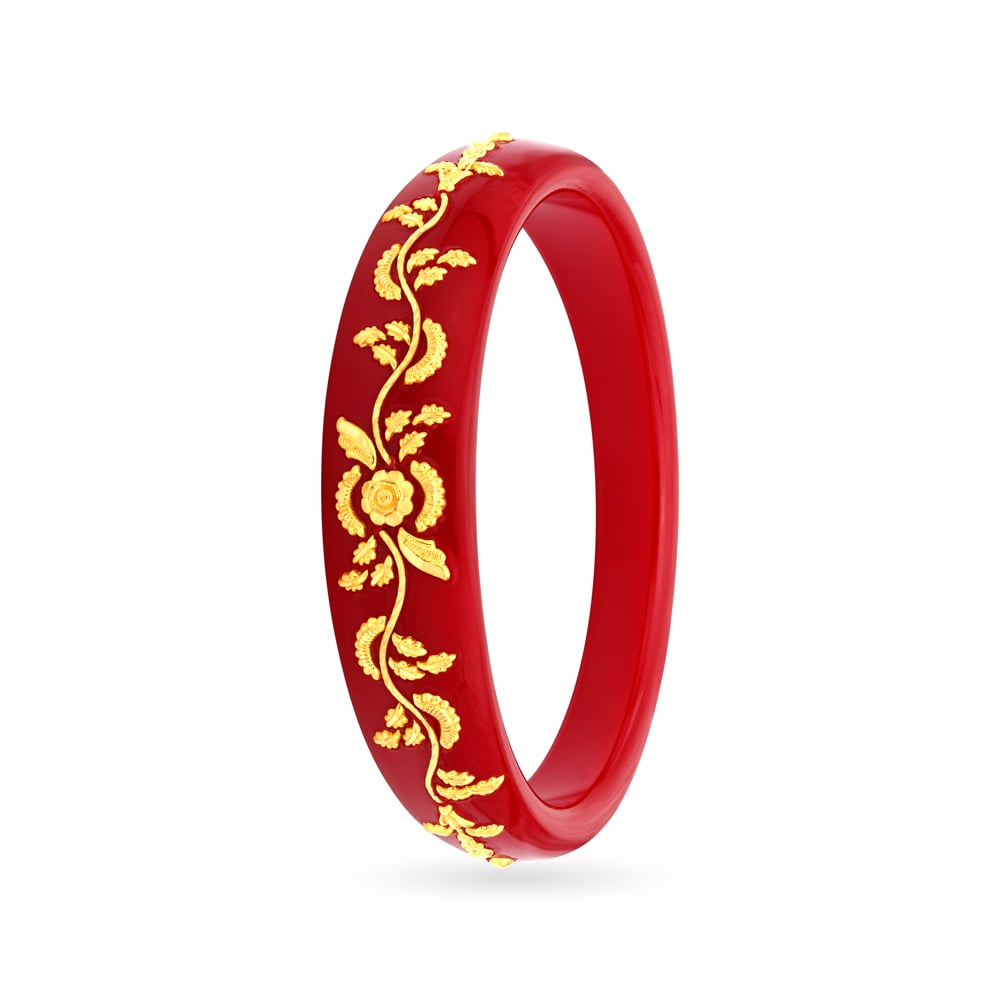 Floral Design Pola Gold Bangle,,hi-res image number null