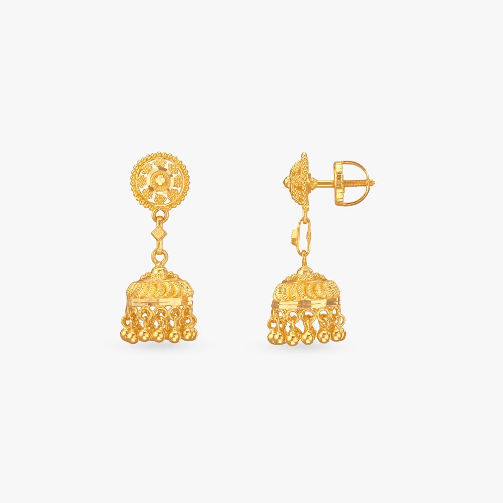 Heritage Bell Gold Jhumka Earrings,,hi-res image number null