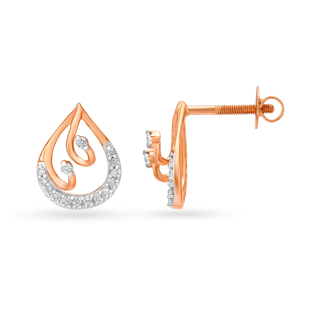 Majestic Teardrop Shaped Rose Gold and Diamond Pendant and Earrings Set,,hi-res image number null