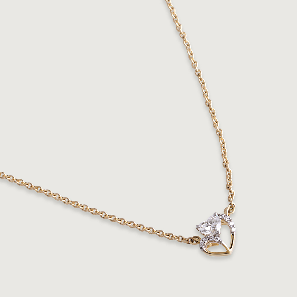 Heartfelt Radiance 14 kt Gold & Diamond Pendant with Chain,,hi-res image number null