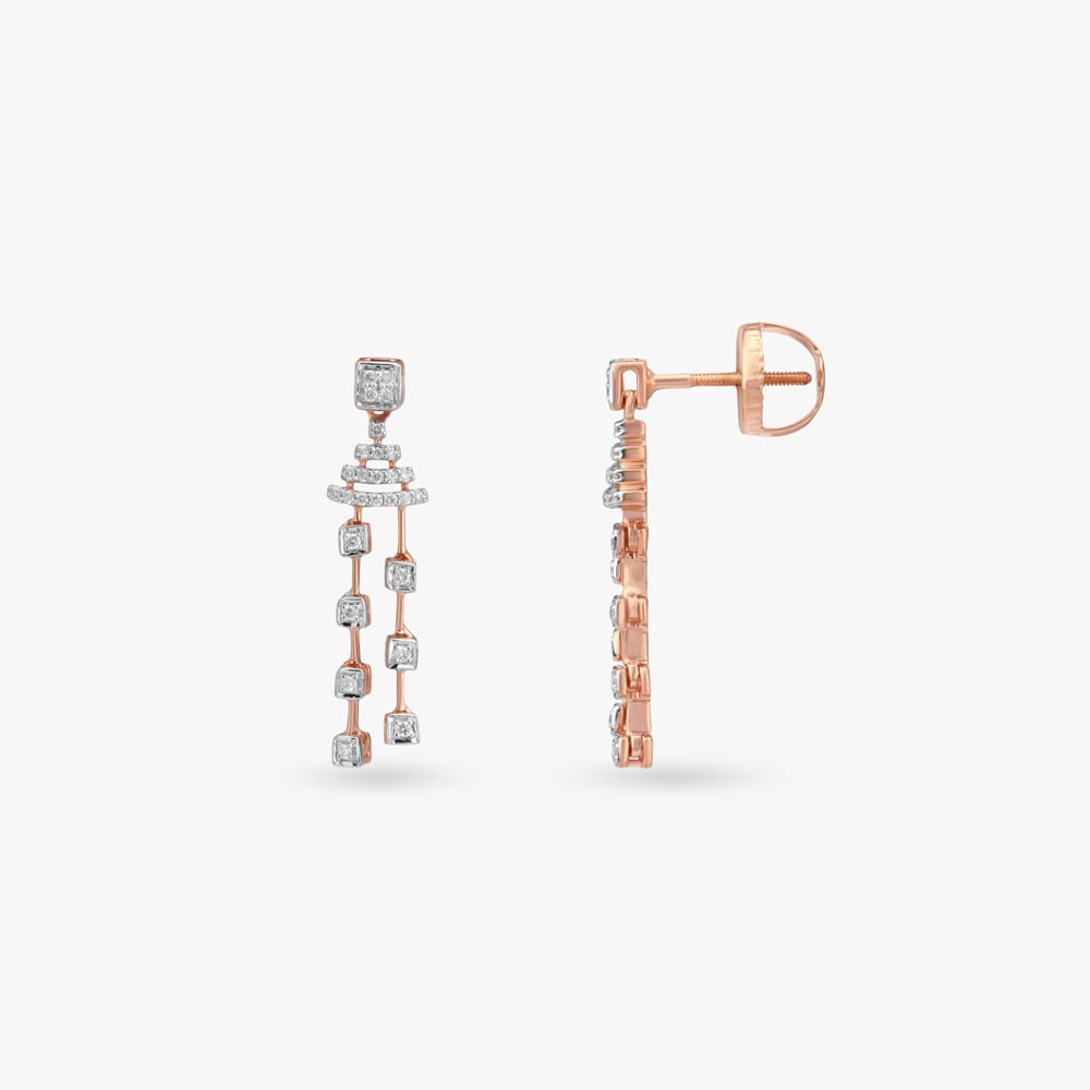 Cascading Geometry Diamond Drop Earrings,,hi-res image number null
