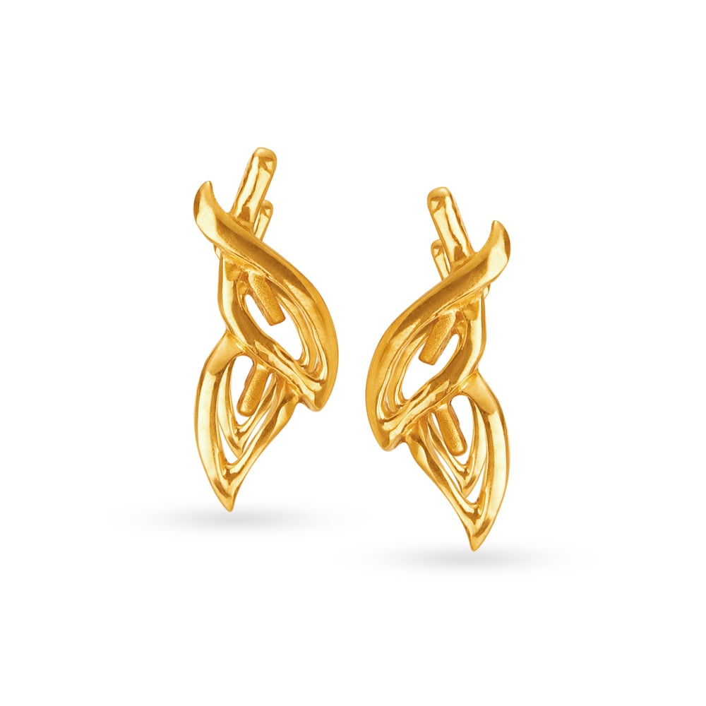 

Dainty Gold Leaf Pattern Stud Earrings for Kids