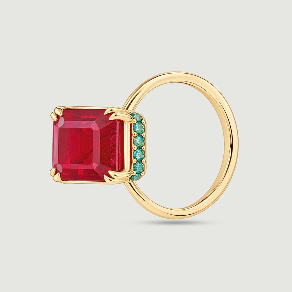 Bold Framed Onyx and Ruby Ring,,hi-res image number null