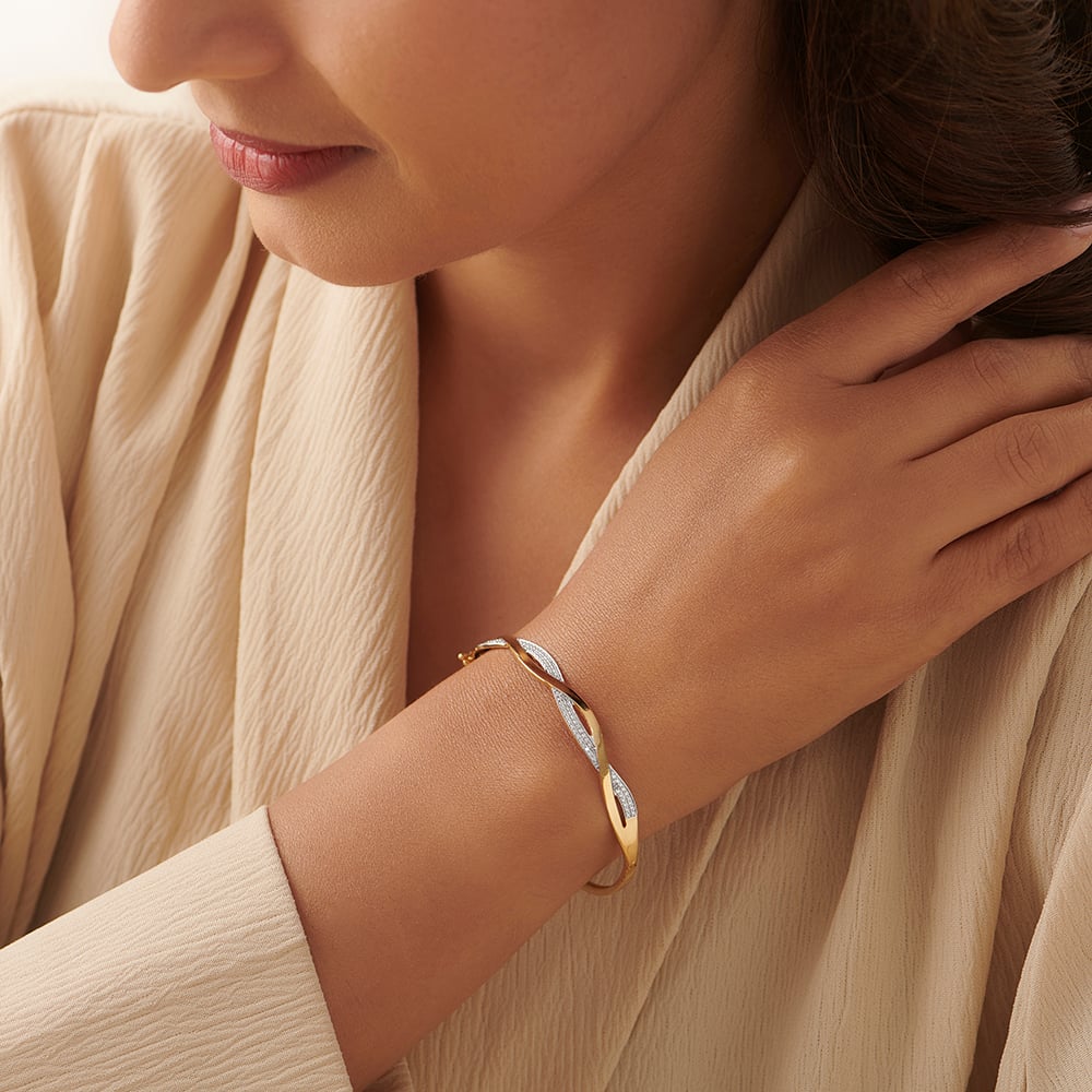 Bold Waves Diamond Bangle,,hi-res image number null