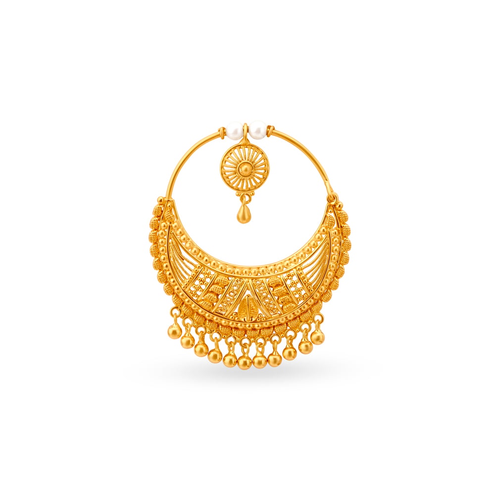 Exquisite Filigree Gold Nath,,hi-res image number null
