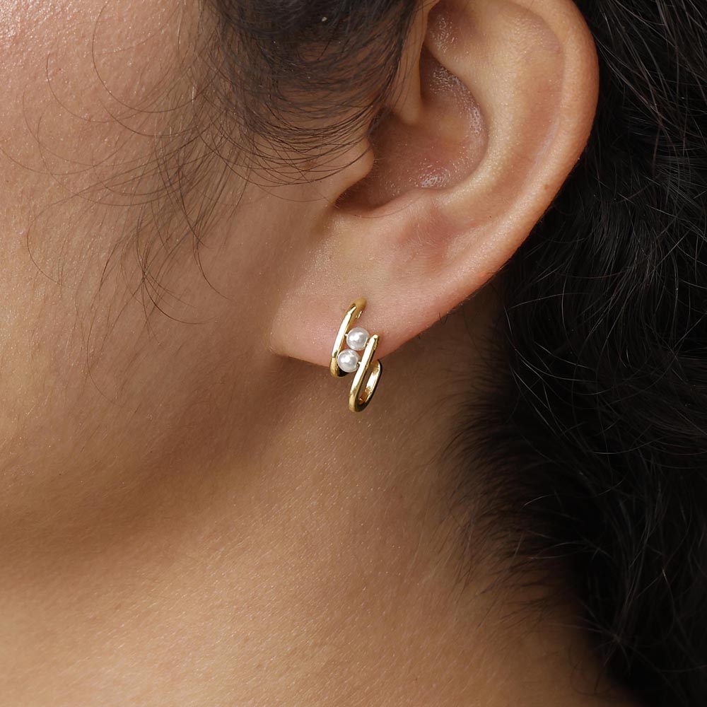 Bold Duo Pearl Stud Earrings,,hi-res image number null