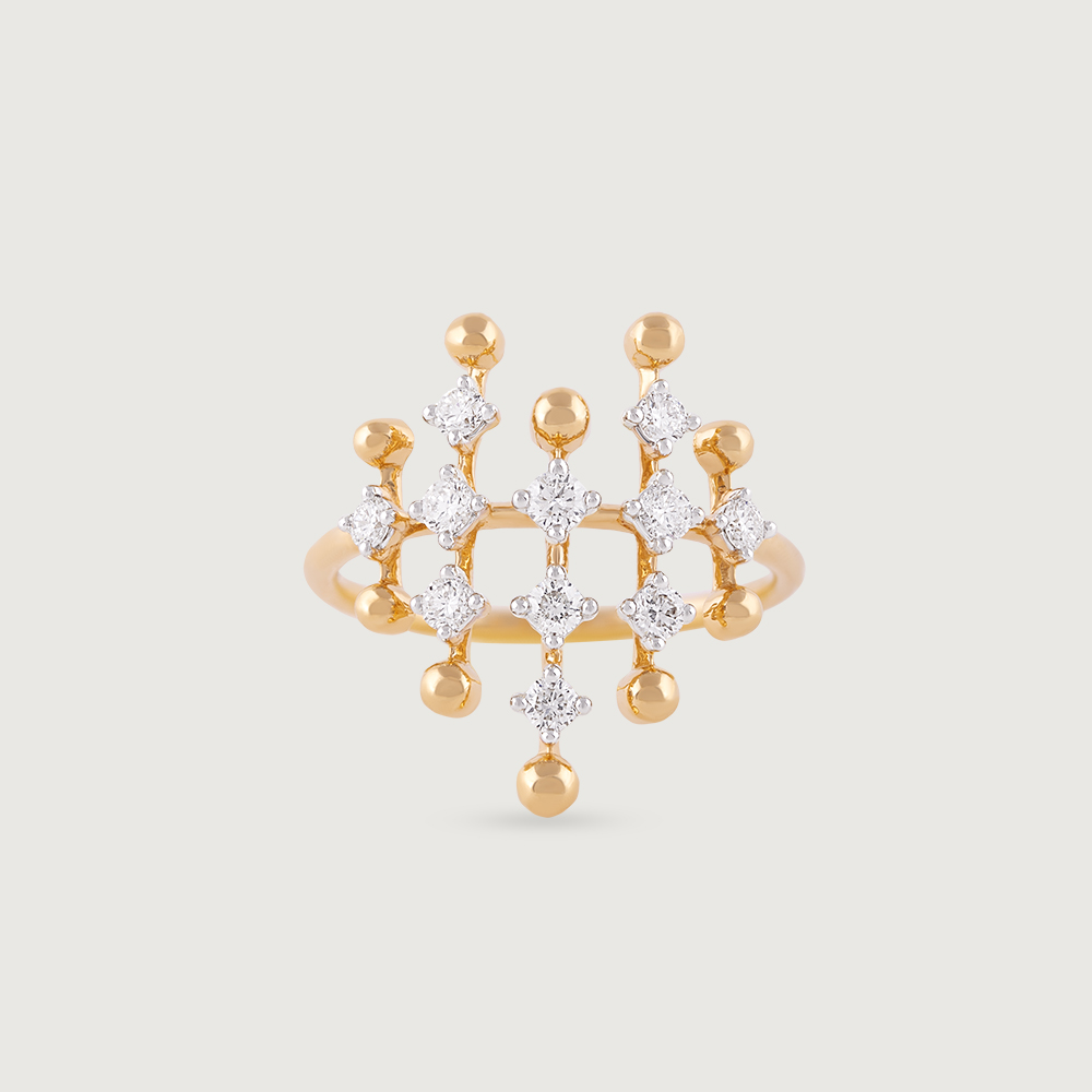Disco Beat Gold & Diamond  Finger Ring,,hi-res image number null