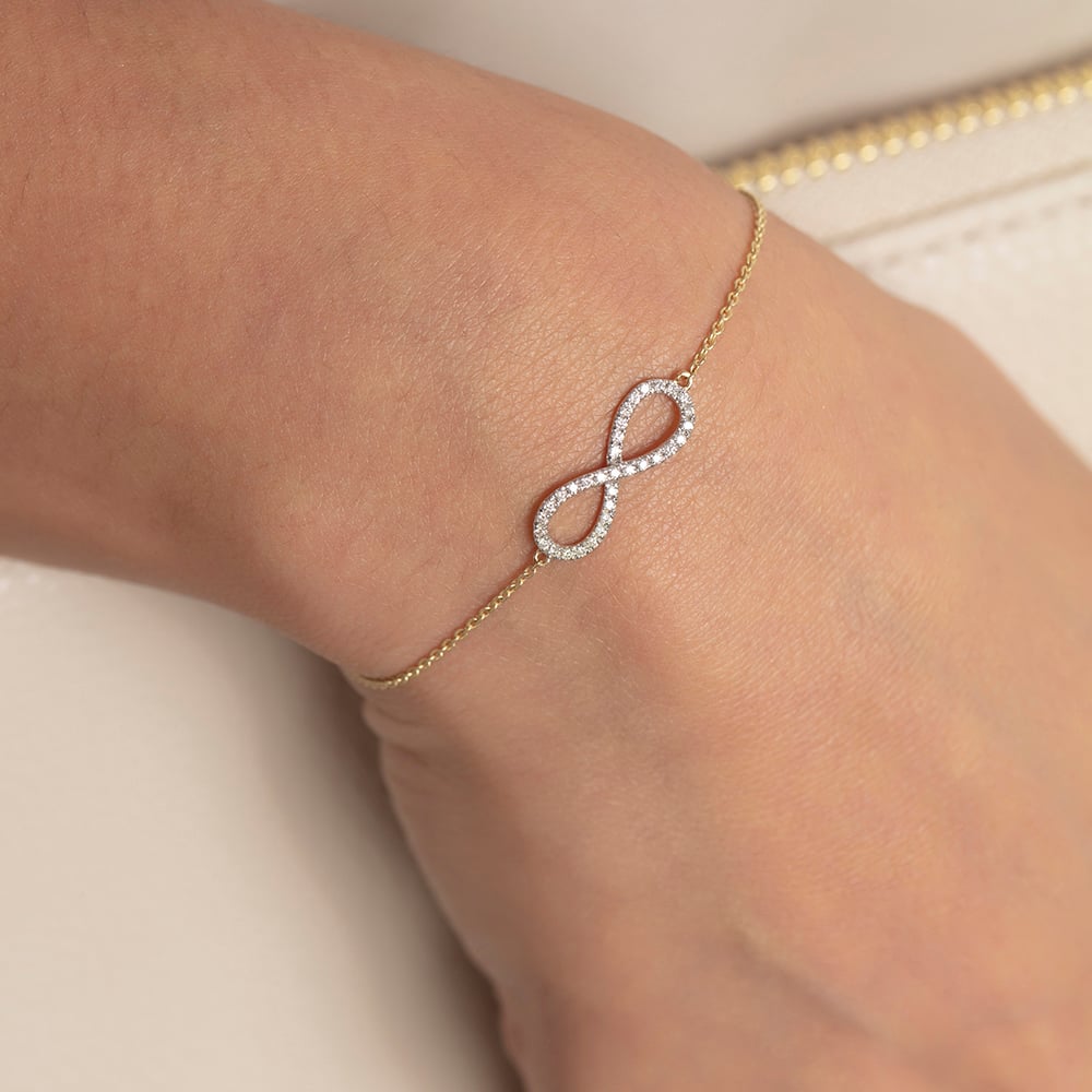 Infinity Elegance Diamond & Gold Bracelet,,hi-res image number null