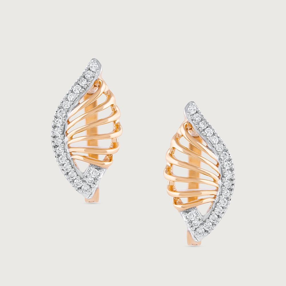Curvy Radiance Gold & Diamond Hoop Earrings,,hi-res image number null