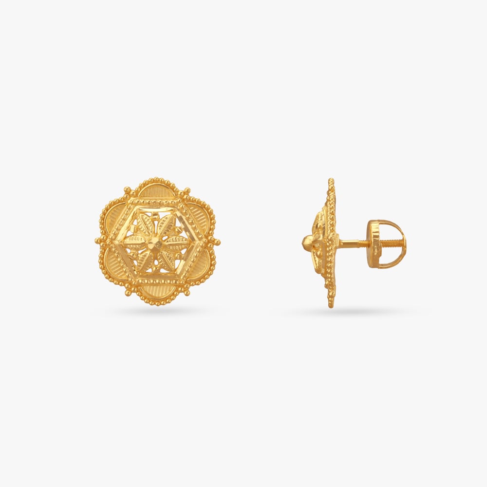 

Hexa Bloom Gold Stud Earrings