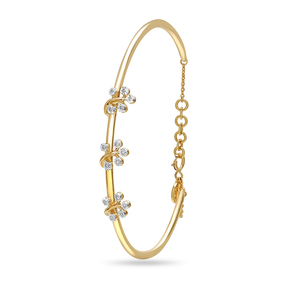 14KT Yellow Gold Sunlit Leaves In Diamond Bangle,,hi-res image number null