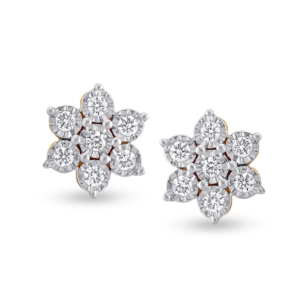 Divine Gold and Diamond Stud Earrings