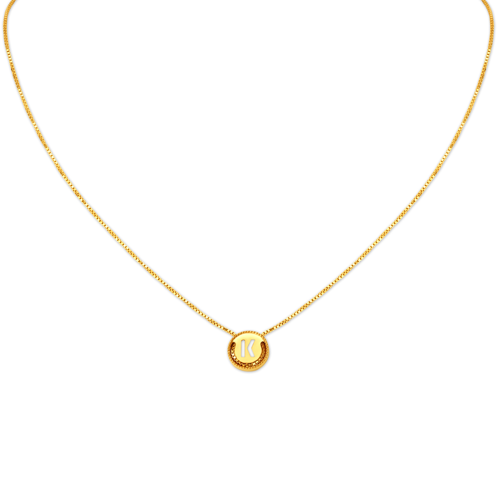 Letter K Gold Pendant with Chain For Kids,,hi-res image number null
