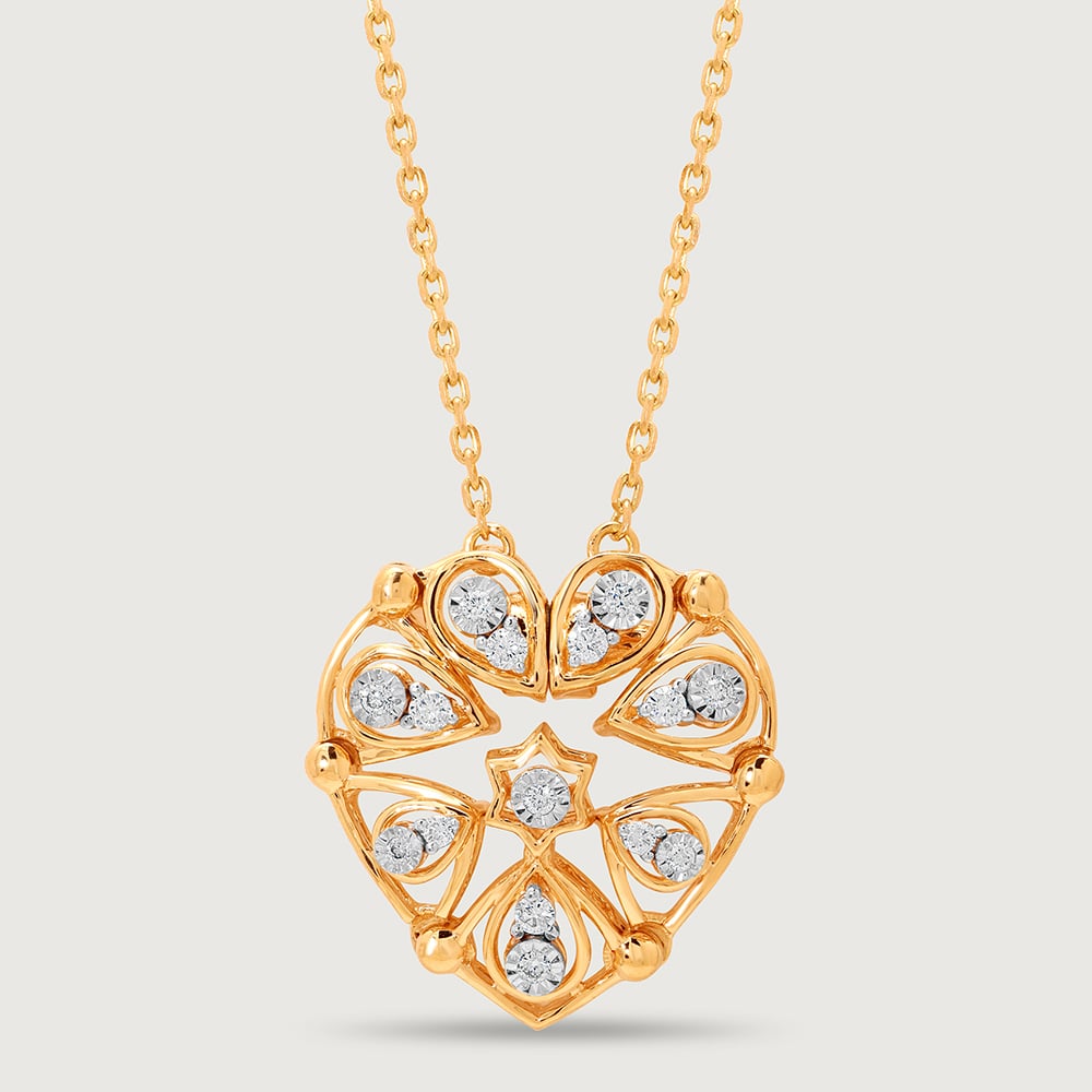 Transformable heart 14KT Gold & Diamond Necklace,,hi-res image number null