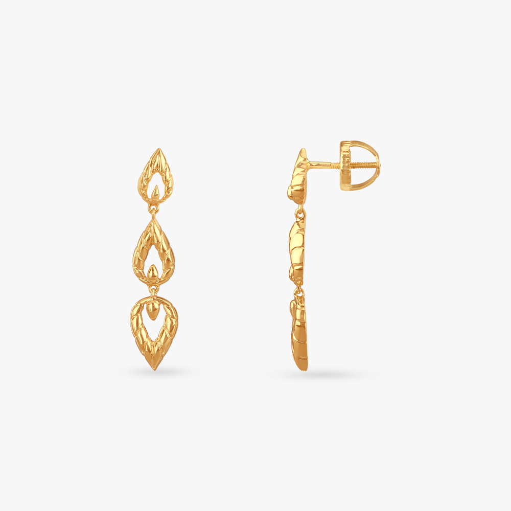 Textured Teardrop Gold Drop Earrings,,hi-res image number null