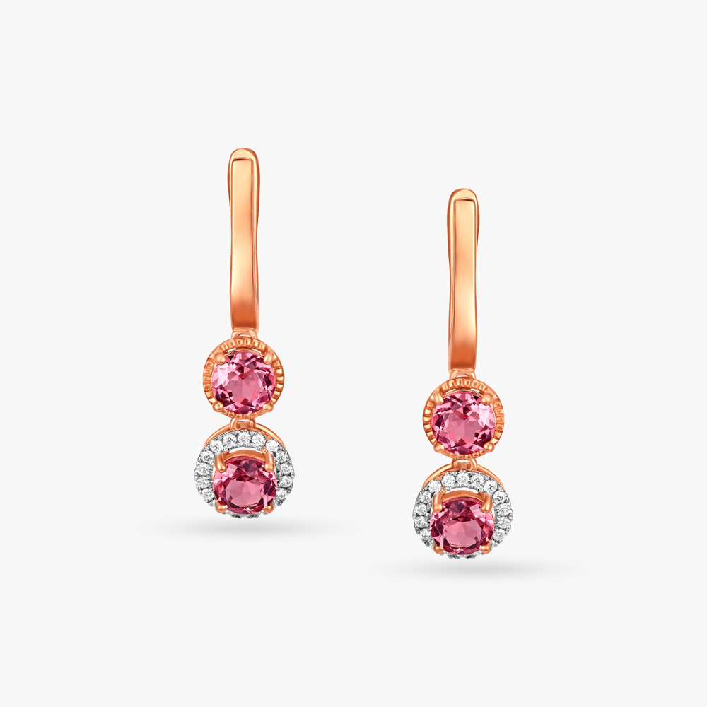 Cherry Cascade Diamond Hoop Earrings,,hi-res image number null