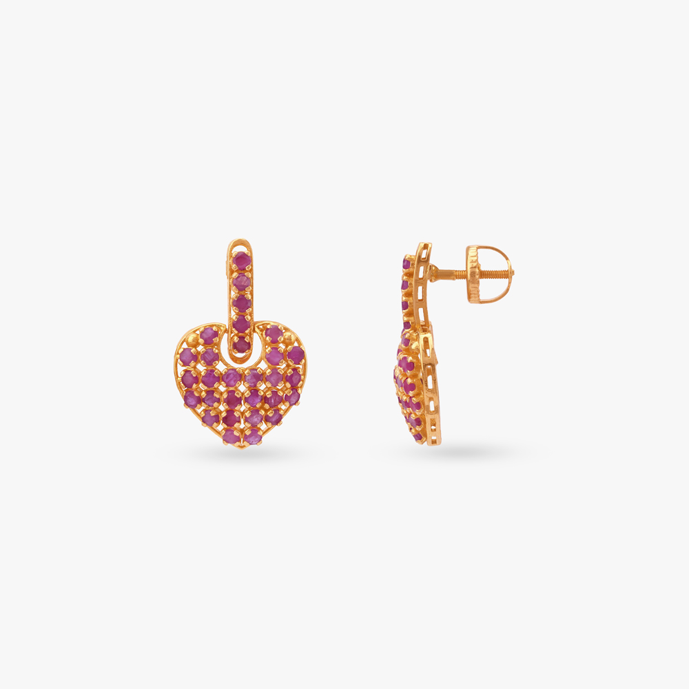 Glamorous Heart Drop Earrings,,hi-res image number null