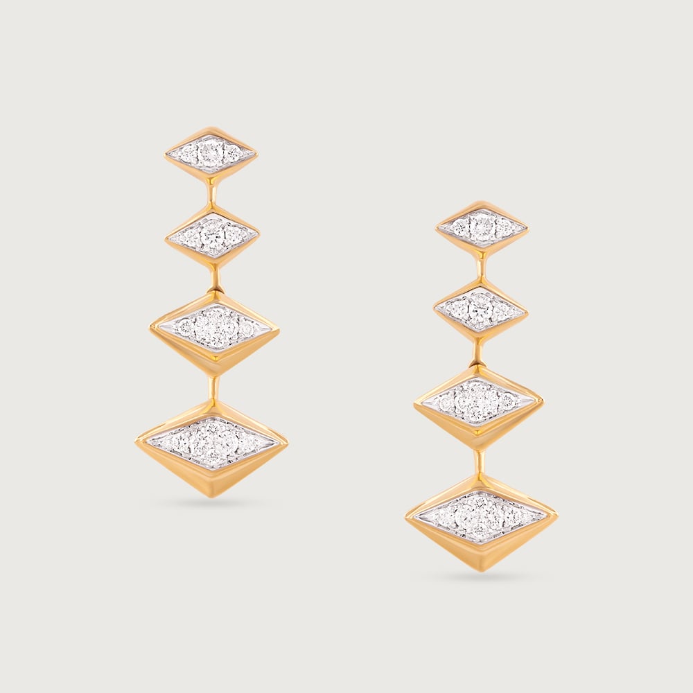 Disco Beat Gold & Diamond Drop Earrings,,hi-res image number null