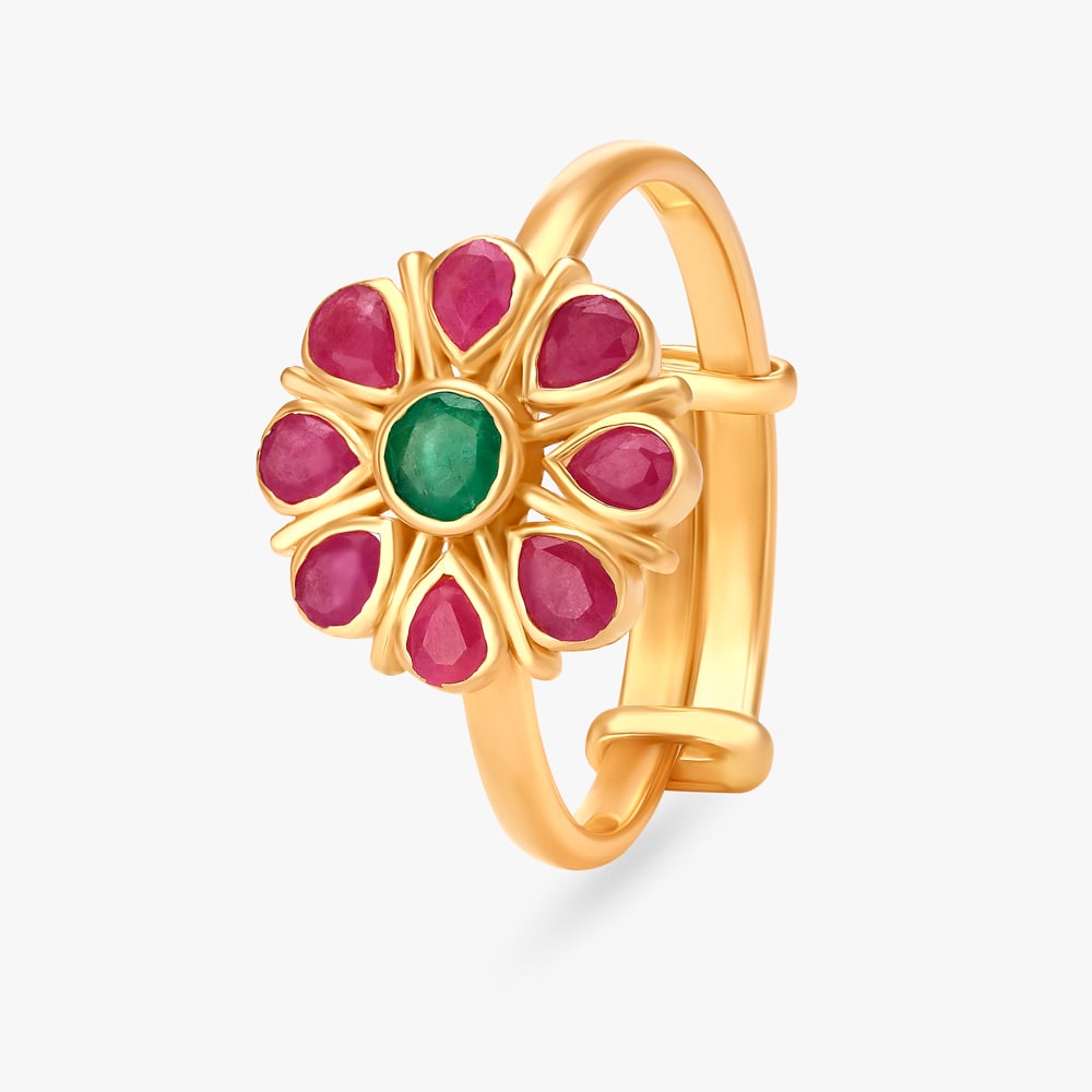Subtle Emerald and Ruby Ring