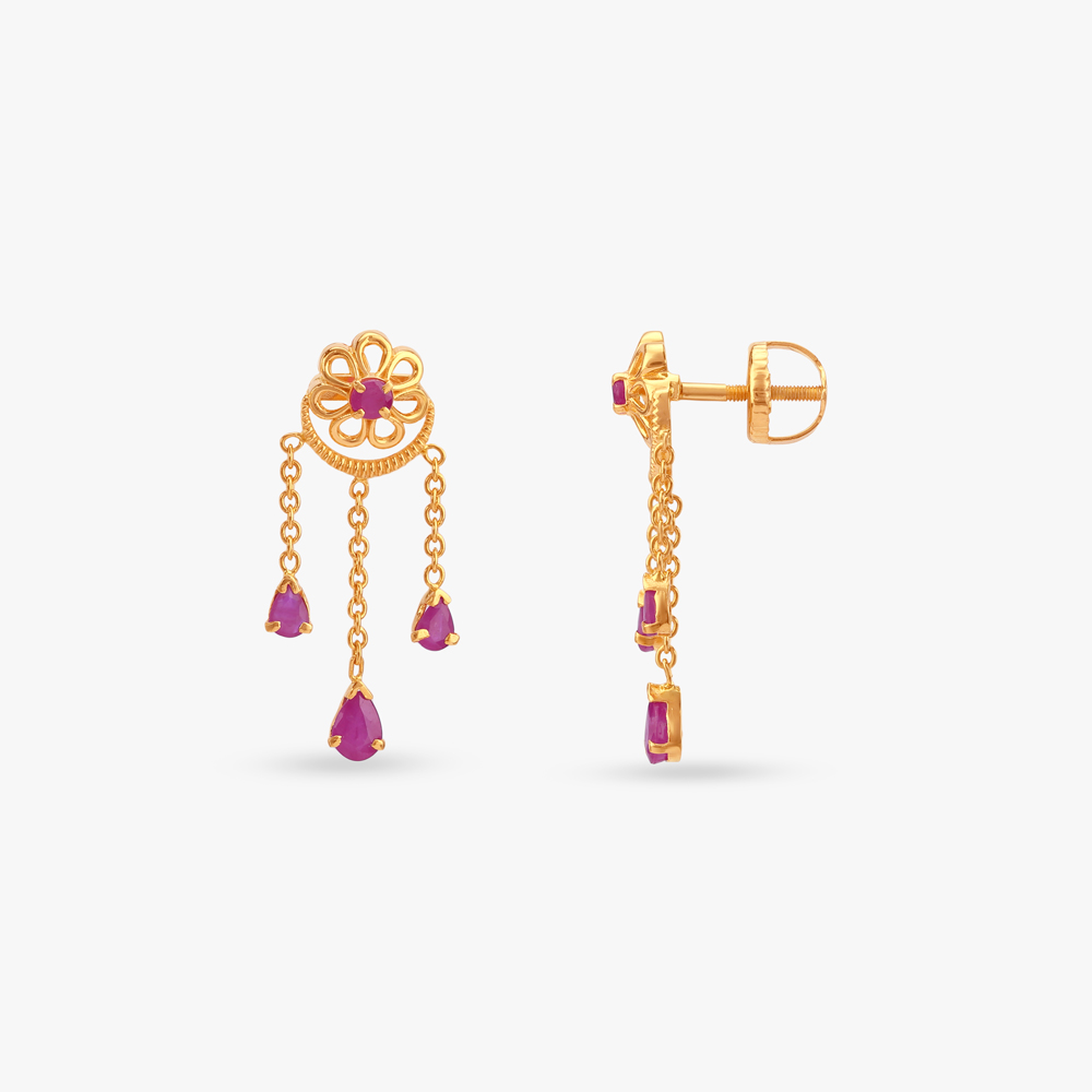 Ruby Drape Drop Earrings,,hi-res image number null