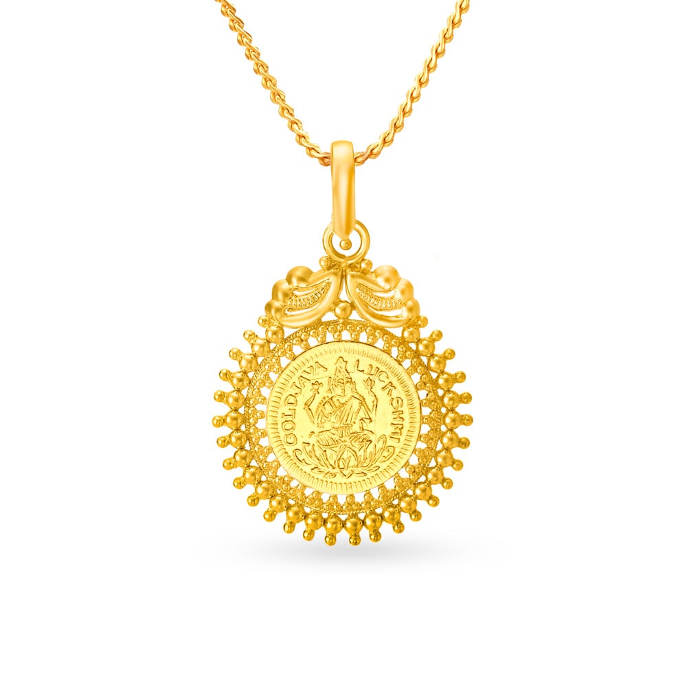 

Devotional Gold Lakshmi Kasu Pendant