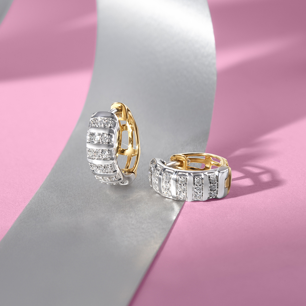 Luxe Shine Gold & Diamond Hoop Earrings,,hi-res image number null