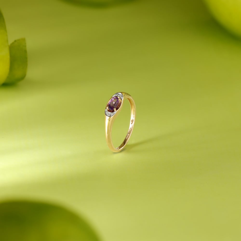 Elegant Minimal Amethyst & Diamond Ring,,hi-res image number null
