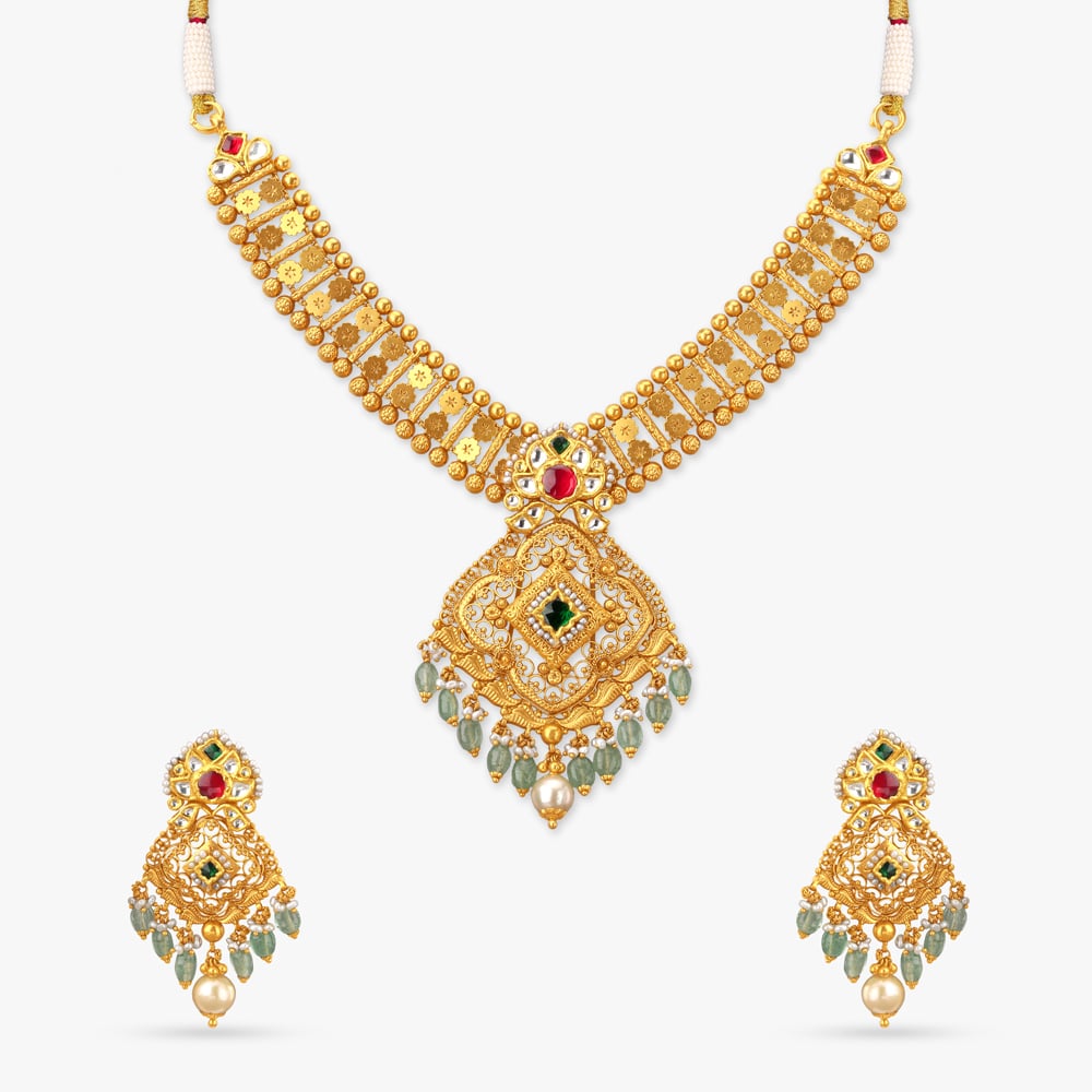 Jaalidar Kali Gold Necklace set,,hi-res image number null