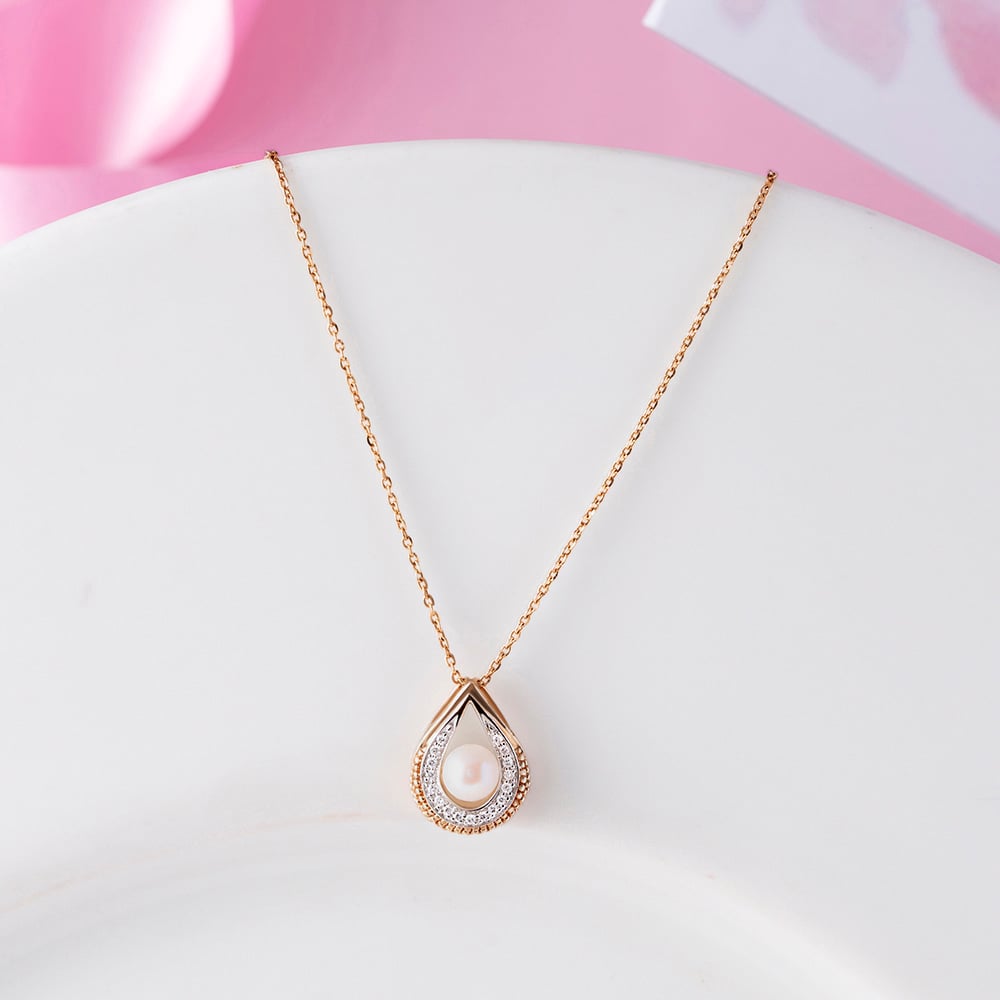 Soft Lustrous Pearl & Diamond Pendant,,hi-res image number null