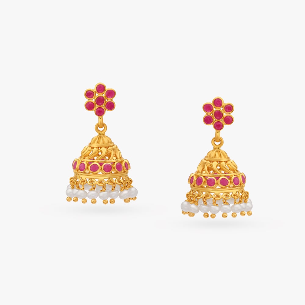 Elegant Swirl Jhumka Earrings,,hi-res image number null
