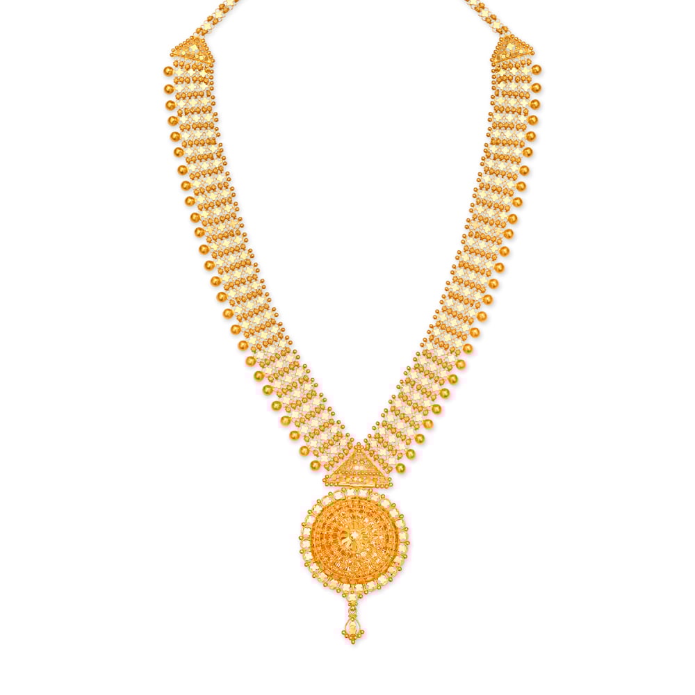 Dazzling Gold Gujarati Chandan Haram,,hi-res image number null