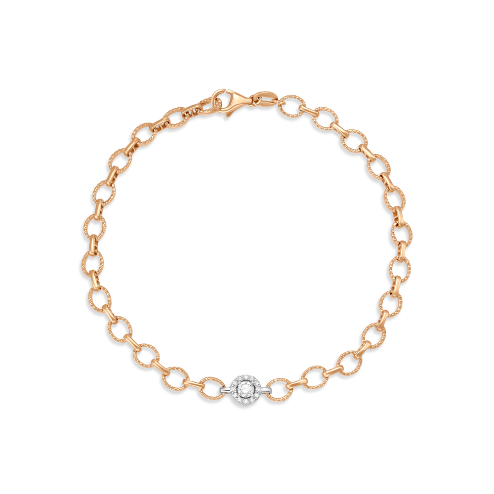 14k Gold Two-Tone Diamond Infinity Link Bracelet