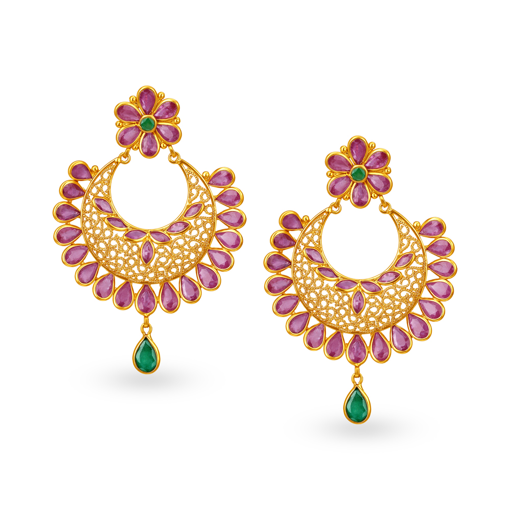 Enchanting Emerald and Ruby Drop Earrings