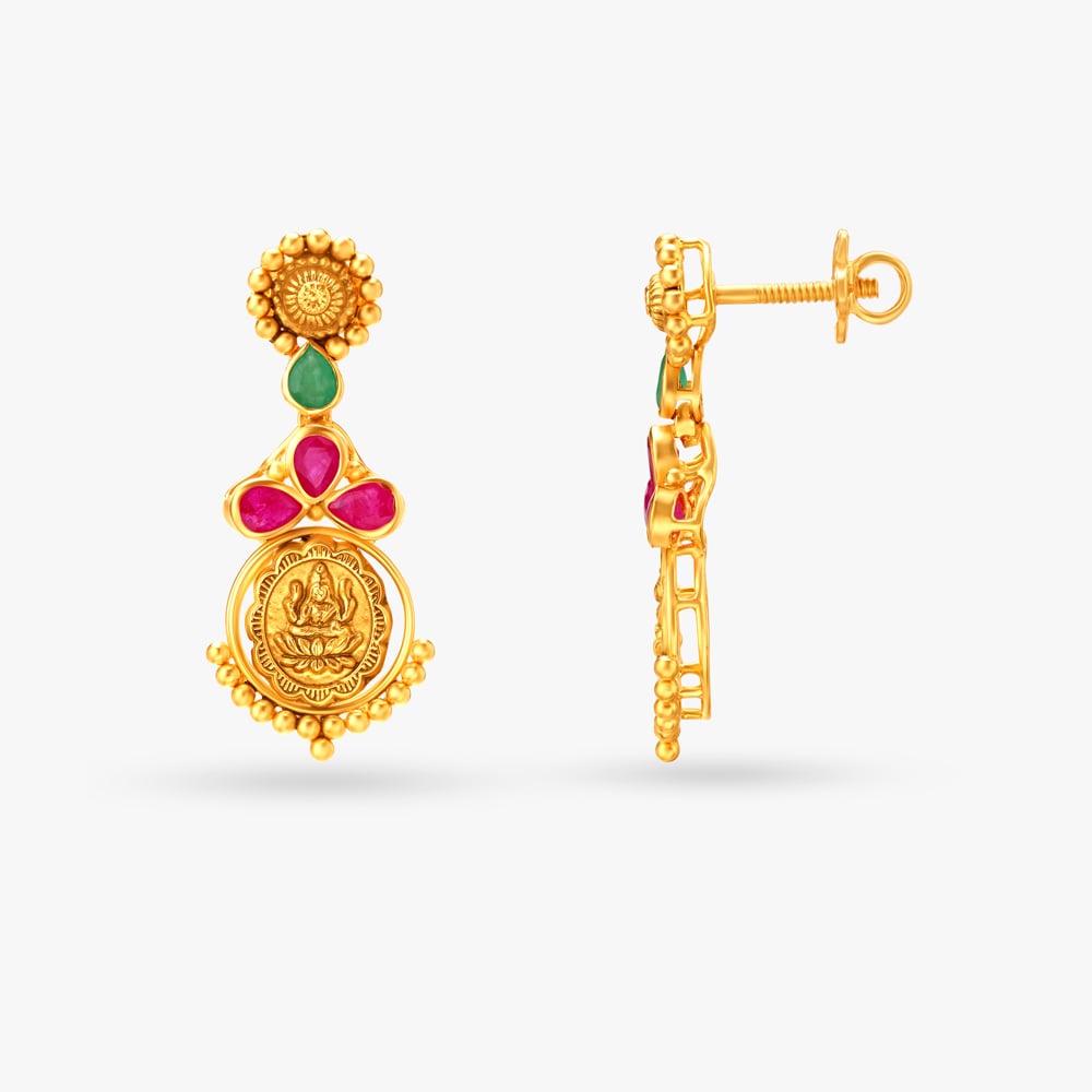 Shimmering Emerald and Rubies Drop Earrings,,hi-res image number null