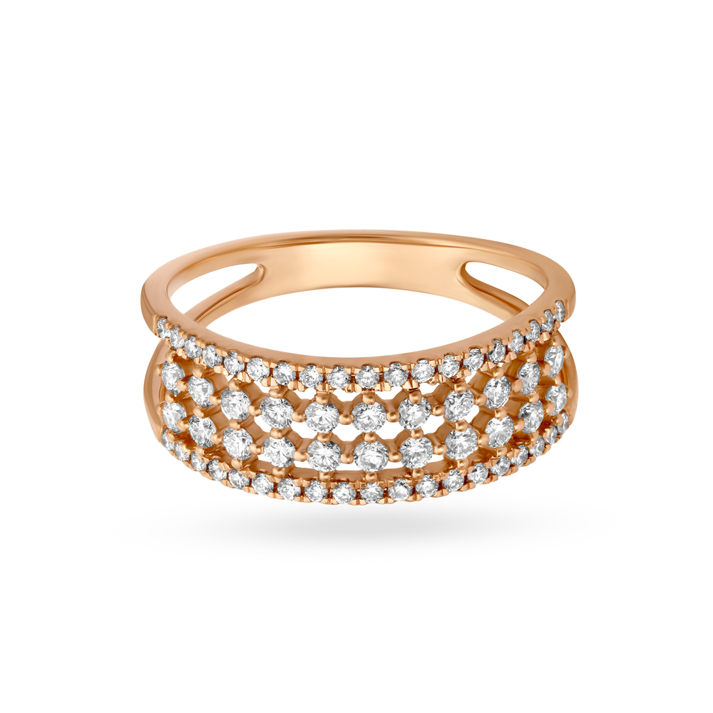 Elaborate Multi Stone Rose Gold and Diamond Mesh Ring,,hi-res image number null