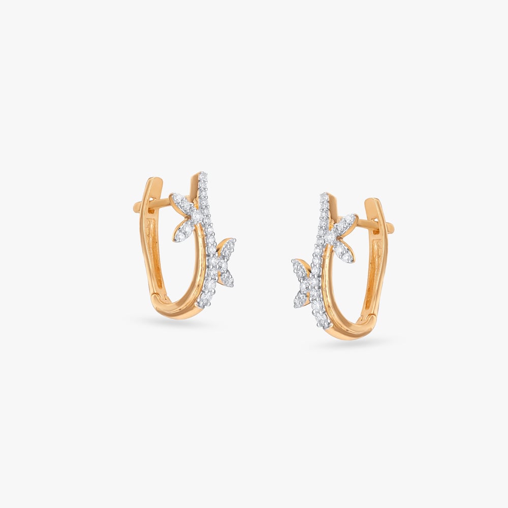 Leaf Trail Diamond Hoop Earrings,,hi-res image number null