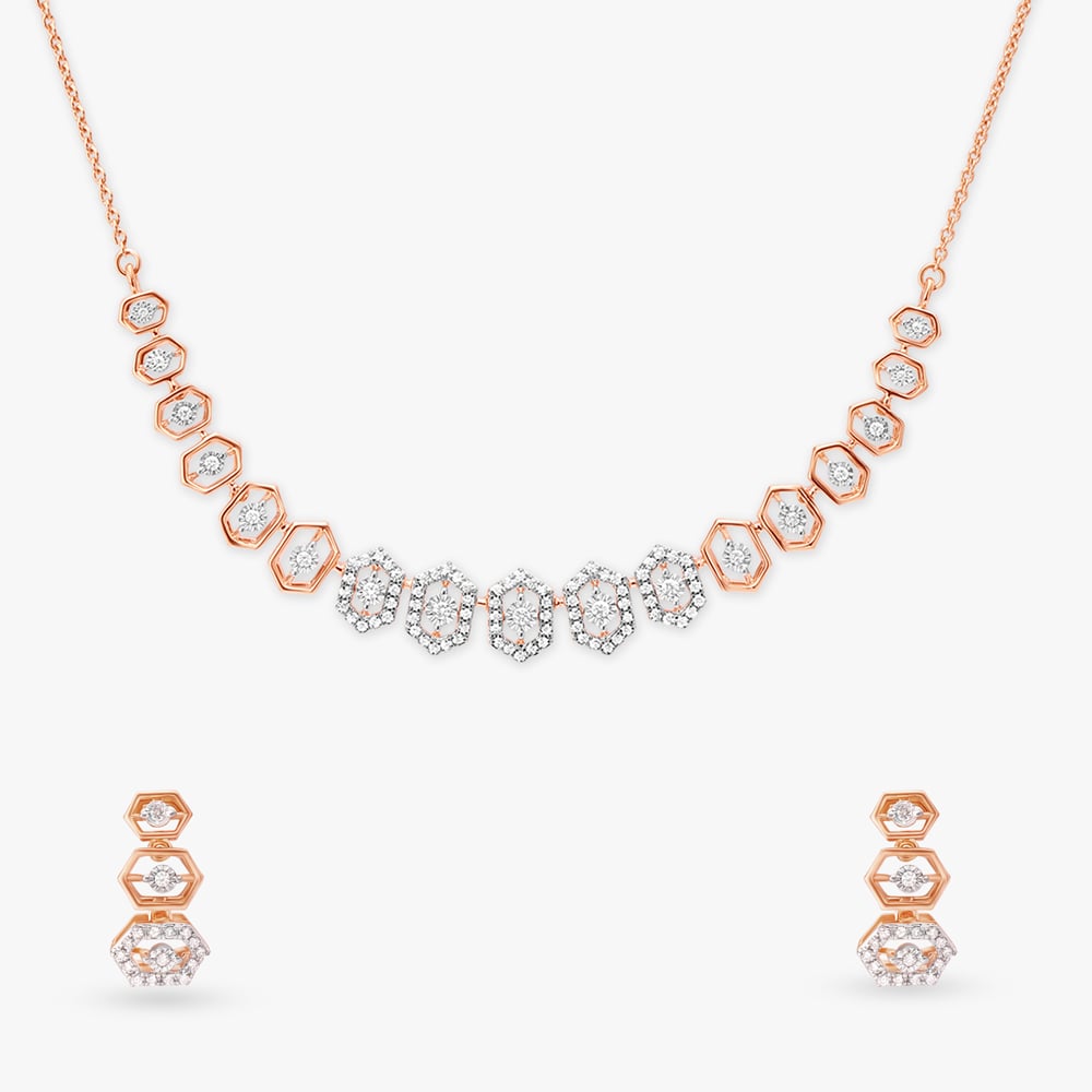 Enticing Contemporary Diamond Necklace Set,,hi-res image number null